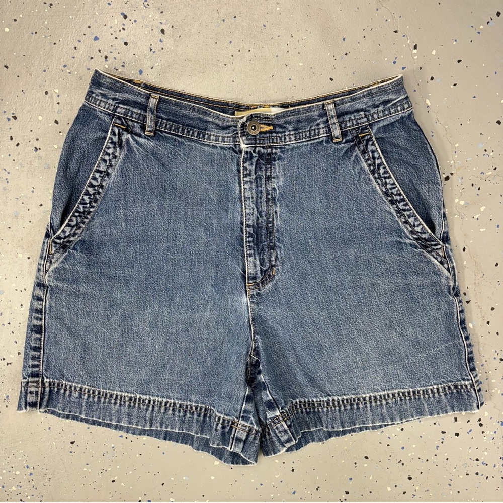 Vintage 90s Lizwear Distressed Jean Jorts Denim Shorts Classic Fit High Waist 10